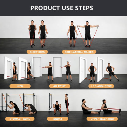 VEICK Resistance Bands Set, 10-150 LBS Stackable Exercise Bands with Handles, Ankle Straps & Door Anchor, Workout Bands for Home Gym, Yoga, Pilates, Physical Therapy for Men Women