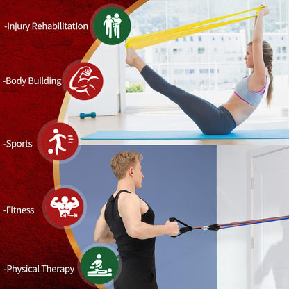 VEICK Resistance Bands Set, 10-150 LBS Stackable Exercise Bands with Handles, Ankle Straps & Door Anchor, Workout Bands for Home Gym, Yoga, Pilates, Physical Therapy for Men Women