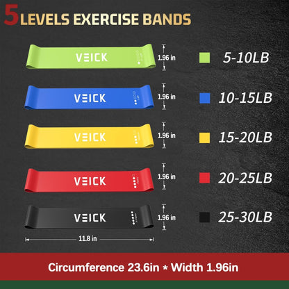 VEICK Resistance Bands Set, 10-150 LBS Stackable Exercise Bands with Handles, Ankle Straps & Door Anchor, Workout Bands for Home Gym, Yoga, Pilates, Physical Therapy for Men Women