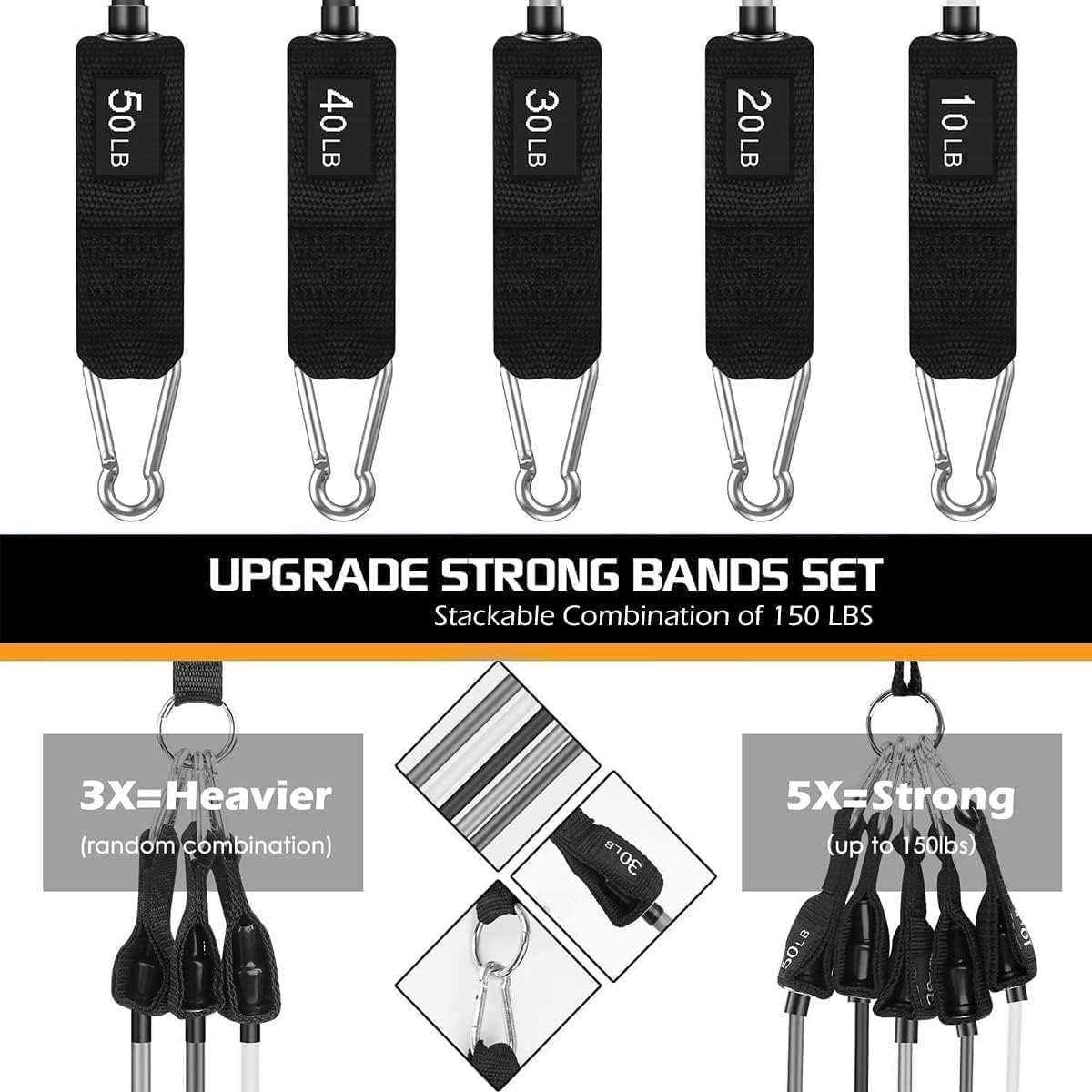 VEICK Resistance Bands Set, 10-150 LBS Stackable Exercise Bands with Handles, Ankle Straps & Door Anchor, Workout Bands for Home Gym, Yoga, Pilates, Physical Therapy for Men Women