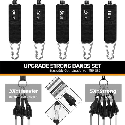 VEICK Resistance Bands Set, 10-150 LBS Stackable Exercise Bands with Handles, Ankle Straps & Door Anchor, Workout Bands for Home Gym, Yoga, Pilates, Physical Therapy for Men Women
