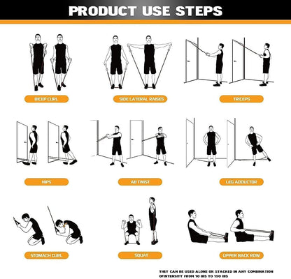 VEICK Resistance Bands Set, 10-150 LBS Stackable Exercise Bands with Handles, Ankle Straps & Door Anchor, Workout Bands for Home Gym, Yoga, Pilates, Physical Therapy for Men Women