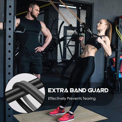 VEICK Resistance Bands Set, 10-150 LBS Stackable Exercise Bands with Handles, Ankle Straps & Door Anchor, Workout Bands for Home Gym, Yoga, Pilates, Physical Therapy for Men Women
