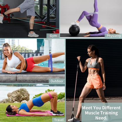 VEICK Resistance Bands Set, 10-150 LBS Stackable Exercise Bands with Handles, Ankle Straps & Door Anchor, Workout Bands for Home Gym, Yoga, Pilates, Physical Therapy for Men Women