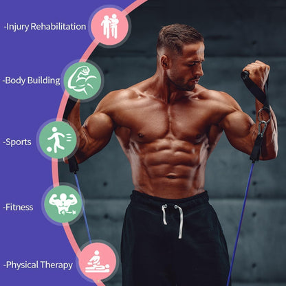 VEICK Resistance Bands Set, 10-150 LBS Stackable Exercise Bands with Handles, Ankle Straps & Door Anchor, Workout Bands for Home Gym, Yoga, Pilates, Physical Therapy for Men Women