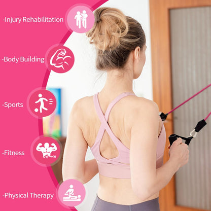 VEICK Resistance Bands Set, 10-150 LBS Stackable Exercise Bands with Handles, Ankle Straps & Door Anchor, Workout Bands for Home Gym, Yoga, Pilates, Physical Therapy for Men Women