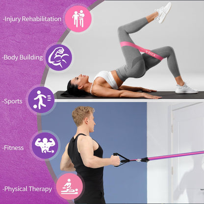 VEICK Resistance Bands Set, 10-150 LBS Stackable Exercise Bands with Handles, Ankle Straps & Door Anchor, Workout Bands for Home Gym, Yoga, Pilates, Physical Therapy for Men Women