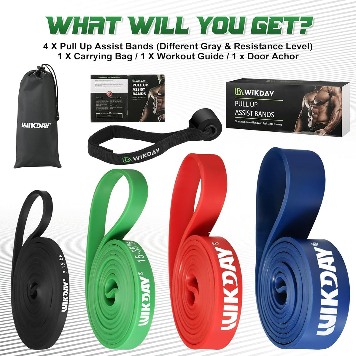 Resistance Bands for Working Out, Exercise Bands, Workout Bands, Pull Up Assistance Bands for Body Stretching Training Physical Therapy Muscle Training for Men & Women
