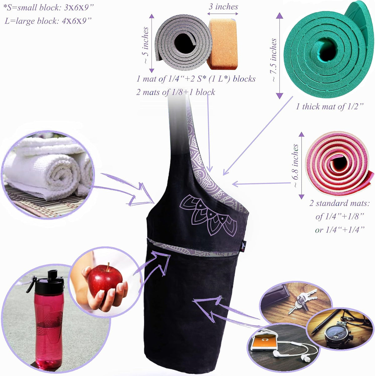 Yoga Mat Bag – Versatile Yoga Bag with Mat Straps & Storage Pockets, Holds Yoga & Pilates Mats, Lightweight & Durable