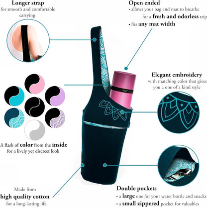 Yoga Mat Bag – Versatile Yoga Bag with Mat Straps & Storage Pockets, Holds Yoga & Pilates Mats, Lightweight & Durable