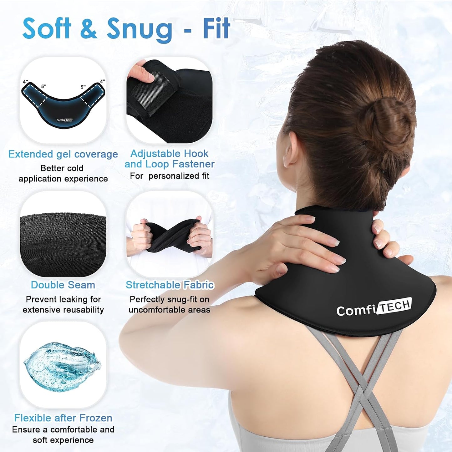 Extended Neck Ice Pack Wrap Gel Coverage for Shoulder, M, 1 Pack
