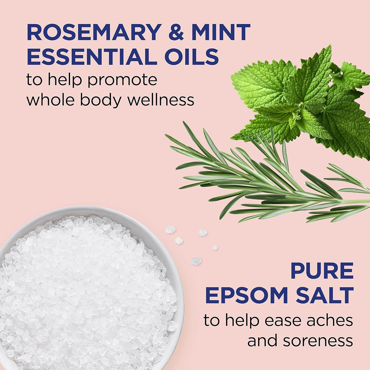Pure Epsom Salt Soak, Wellness Therapy with Rosemary & Mint, 3 lbs (Pack of 4)