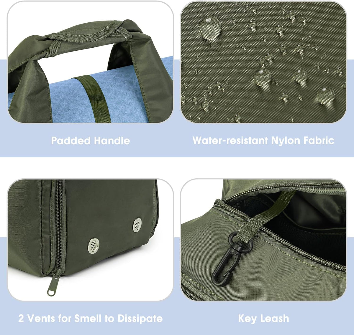 Tote Yoga Mat Gym Bag 20L Women W/Shoe Compartment Wet Dry Pocket | Water-Resistant Gym Tote - Mat Strap, Ventilated Shoe Bin, Wet Pocket, Padded Handle, Multi Pockets, Side Mesh & Key Clip