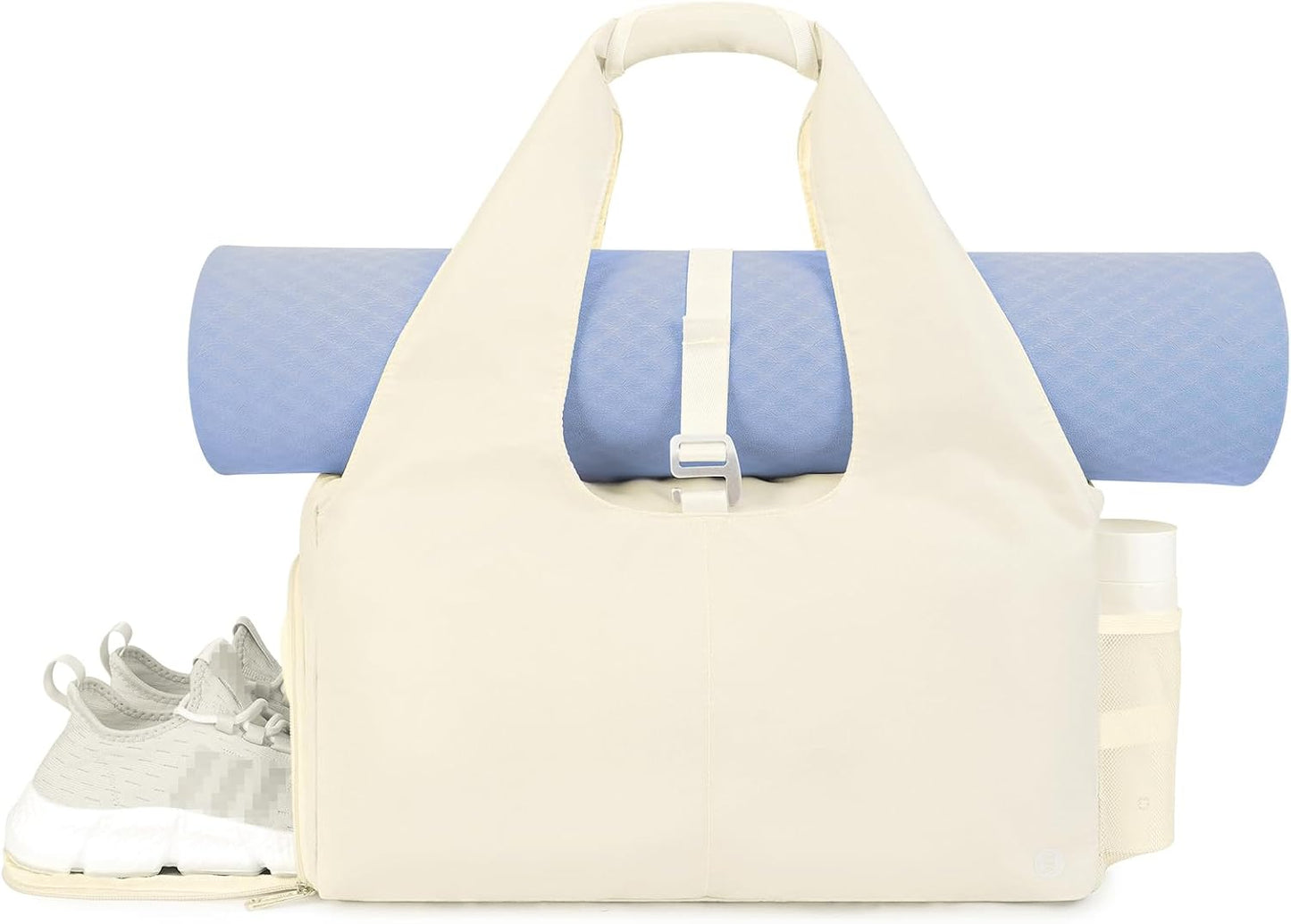 Tote Yoga Mat Gym Bag 20L Women W/Shoe Compartment Wet Dry Pocket | Water-Resistant Gym Tote - Mat Strap, Ventilated Shoe Bin, Wet Pocket, Padded Handle, Multi Pockets, Side Mesh & Key Clip