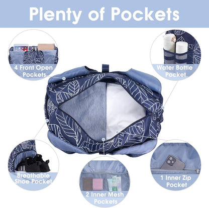 Tote Yoga Mat Gym Bag 20L Women W/Shoe Compartment Wet Dry Pocket | Water-Resistant Gym Tote - Mat Strap, Ventilated Shoe Bin, Wet Pocket, Padded Handle, Multi Pockets, Side Mesh & Key Clip