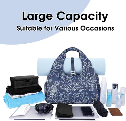 Tote Yoga Mat Gym Bag 20L Women W/Shoe Compartment Wet Dry Pocket | Water-Resistant Gym Tote - Mat Strap, Ventilated Shoe Bin, Wet Pocket, Padded Handle, Multi Pockets, Side Mesh & Key Clip