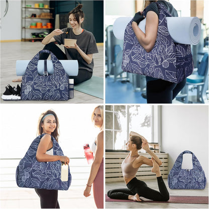 Tote Yoga Mat Gym Bag 20L Women W/Shoe Compartment Wet Dry Pocket | Water-Resistant Gym Tote - Mat Strap, Ventilated Shoe Bin, Wet Pocket, Padded Handle, Multi Pockets, Side Mesh & Key Clip