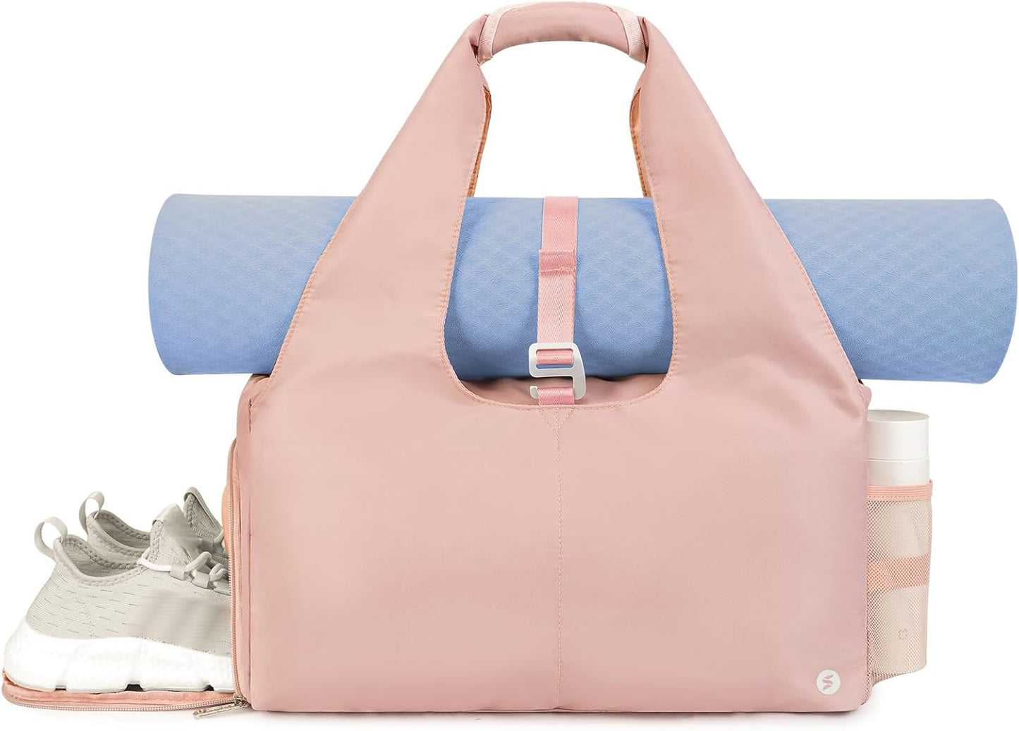 Tote Yoga Mat Gym Bag 20L Women W/Shoe Compartment Wet Dry Pocket | Water-Resistant Gym Tote - Mat Strap, Ventilated Shoe Bin, Wet Pocket, Padded Handle, Multi Pockets, Side Mesh & Key Clip
