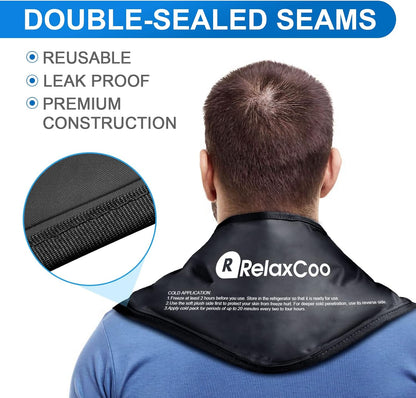 Neck Ice Pack Wrap, Reusable Gel Ice Pack for Neck Shoulders, Cold Compress Therapy for Pain Relief, Injuries, Swelling, Bruises, Sprains, Inflammation and Cervical Surgery Recovery
