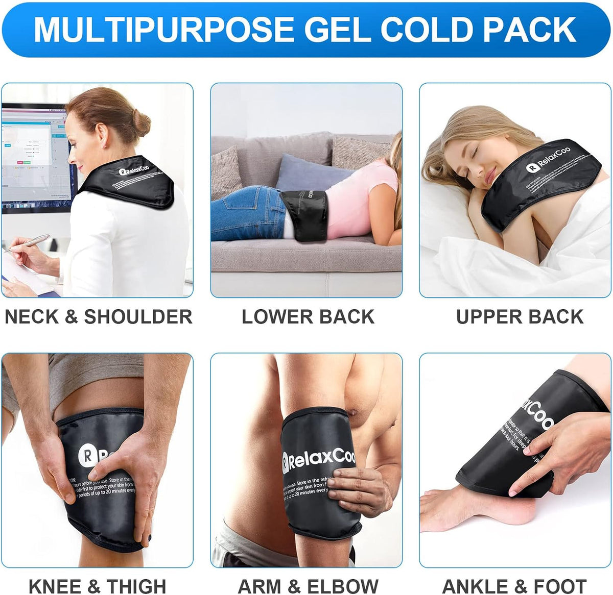 Neck Ice Pack Wrap, Reusable Gel Ice Pack for Neck Shoulders, Cold Compress Therapy for Pain Relief, Injuries, Swelling, Bruises, Sprains, Inflammation and Cervical Surgery Recovery