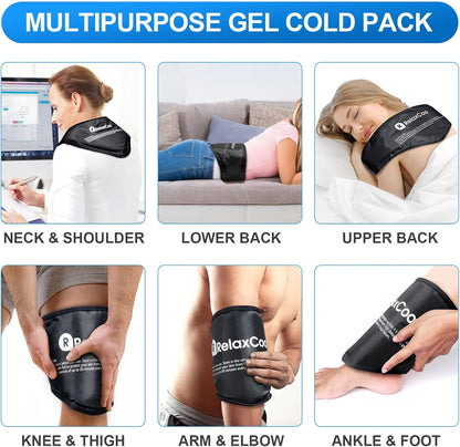 Neck Ice Pack Wrap, Reusable Gel Ice Pack for Neck Shoulders, Cold Compress Therapy for Pain Relief, Injuries, Swelling, Bruises, Sprains, Inflammation and Cervical Surgery Recovery