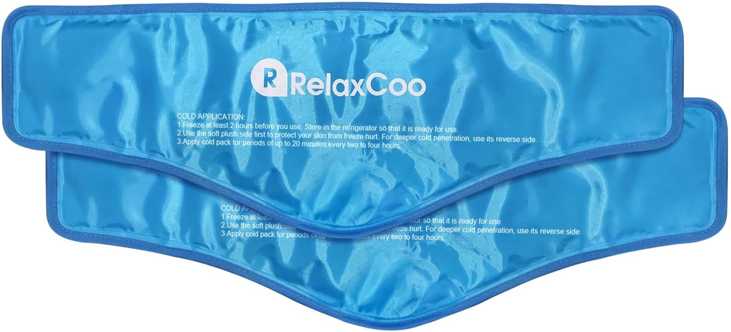 Neck Ice Pack Wrap, Reusable Gel Ice Pack for Neck Shoulders, Cold Compress Therapy for Pain Relief, Injuries, Swelling, Bruises, Sprains, Inflammation and Cervical Surgery Recovery