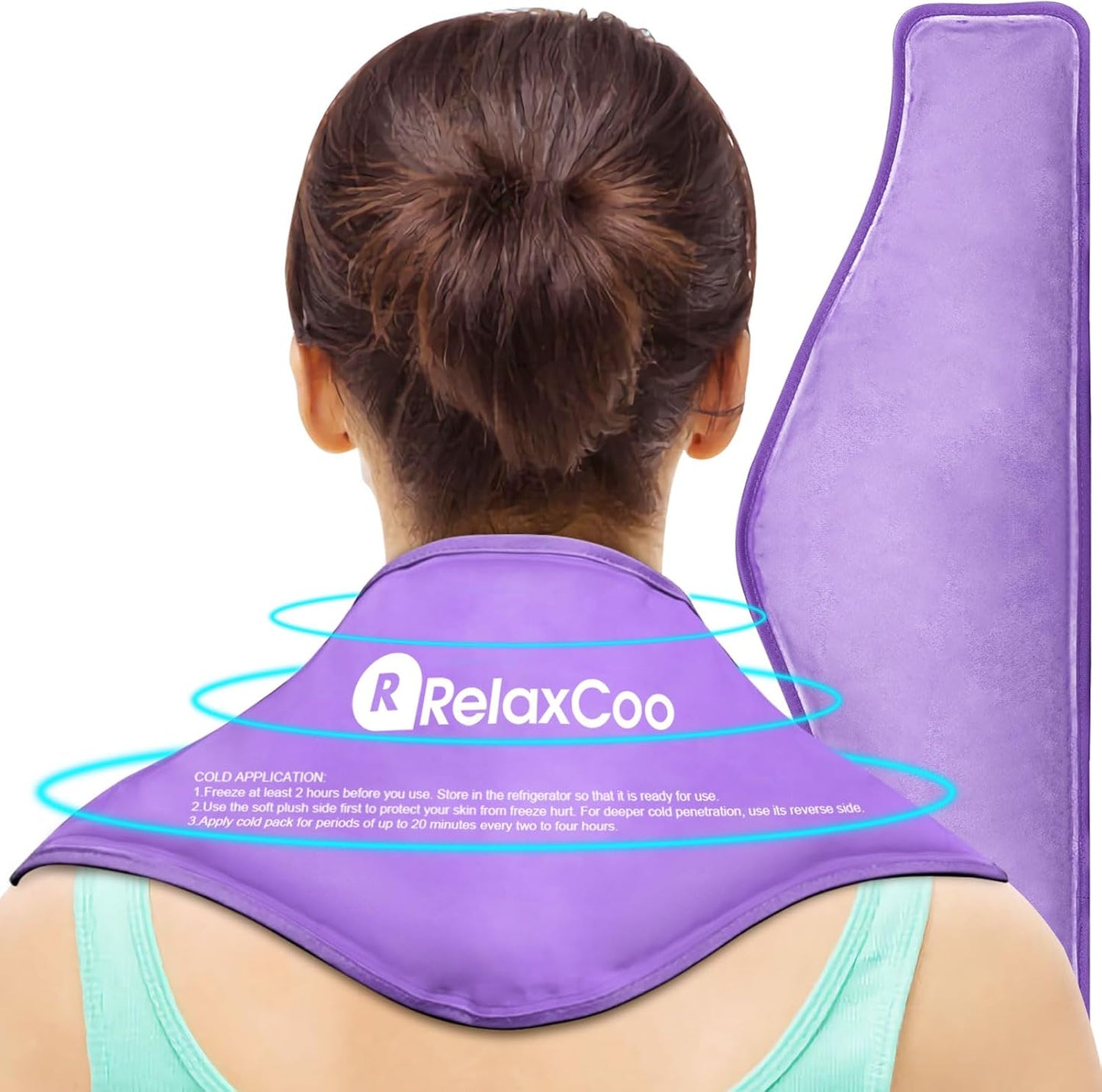 Neck Ice Pack Wrap, Reusable Gel Ice Pack for Neck Shoulders, Cold Compress Therapy for Pain Relief, Injuries, Swelling, Bruises, Sprains, Inflammation and Cervical Surgery Recovery