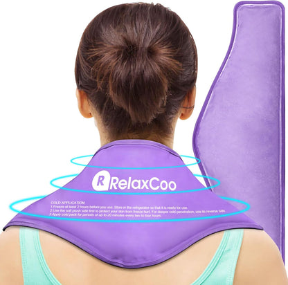 Neck Ice Pack Wrap, Reusable Gel Ice Pack for Neck Shoulders, Cold Compress Therapy for Pain Relief, Injuries, Swelling, Bruises, Sprains, Inflammation and Cervical Surgery Recovery