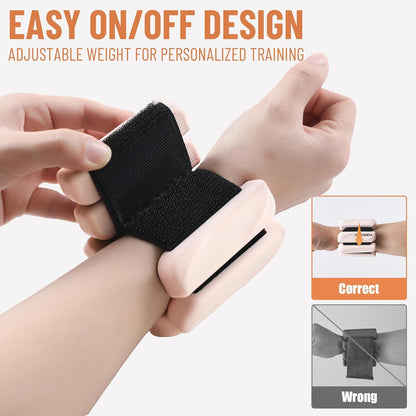 Wrist & Ankle Weights for Women and Men, 2lbs/4lbs Pairs Adjustable Silicone Weighted Bangles for Arm & Leg Workouts, Perfect for Pilates, Barre, Yoga, Walking & Home Fitness