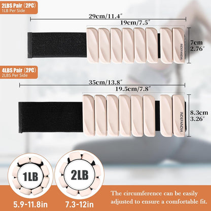 Wrist & Ankle Weights for Women and Men, 2lbs/4lbs Pairs Adjustable Silicone Weighted Bangles for Arm & Leg Workouts, Perfect for Pilates, Barre, Yoga, Walking & Home Fitness
