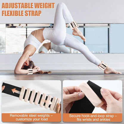 Wrist & Ankle Weights for Women and Men, 2lbs/4lbs Pairs Adjustable Silicone Weighted Bangles for Arm & Leg Workouts, Perfect for Pilates, Barre, Yoga, Walking & Home Fitness