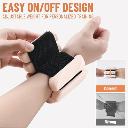 Wrist & Ankle Weights for Women and Men, 2lbs/4lbs Pairs Adjustable Silicone Weighted Bangles for Arm & Leg Workouts, Perfect for Pilates, Barre, Yoga, Walking & Home Fitness