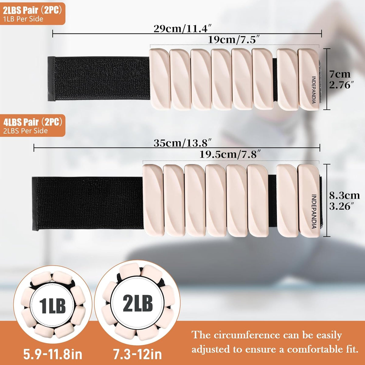 Wrist & Ankle Weights for Women and Men, 2lbs/4lbs Pairs Adjustable Silicone Weighted Bangles for Arm & Leg Workouts, Perfect for Pilates, Barre, Yoga, Walking & Home Fitness