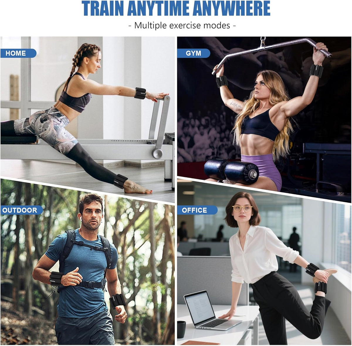 Wrist & Ankle Weights for Women and Men, 2lbs/4lbs Pairs Adjustable Silicone Weighted Bangles for Arm & Leg Workouts, Perfect for Pilates, Barre, Yoga, Walking & Home Fitness