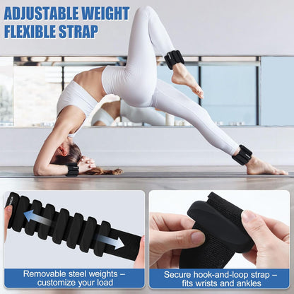 Wrist & Ankle Weights for Women and Men, 2lbs/4lbs Pairs Adjustable Silicone Weighted Bangles for Arm & Leg Workouts, Perfect for Pilates, Barre, Yoga, Walking & Home Fitness
