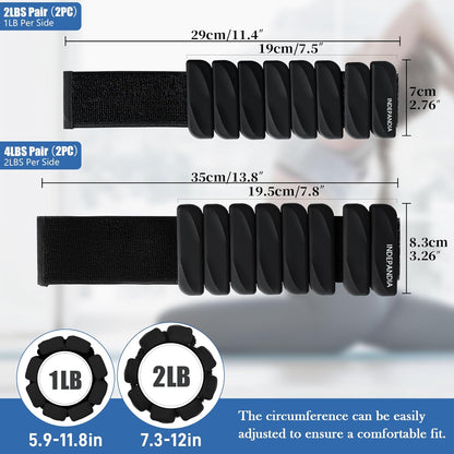 Wrist & Ankle Weights for Women and Men, 2lbs/4lbs Pairs Adjustable Silicone Weighted Bangles for Arm & Leg Workouts, Perfect for Pilates, Barre, Yoga, Walking & Home Fitness