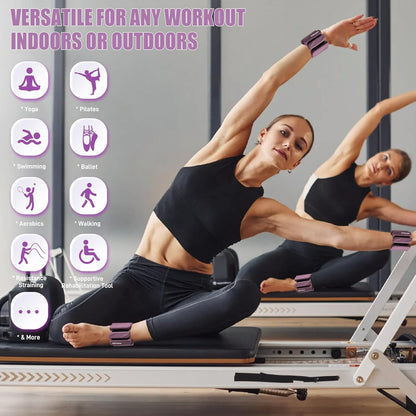 Wrist & Ankle Weights for Women and Men, 2lbs/4lbs Pairs Adjustable Silicone Weighted Bangles for Arm & Leg Workouts, Perfect for Pilates, Barre, Yoga, Walking & Home Fitness