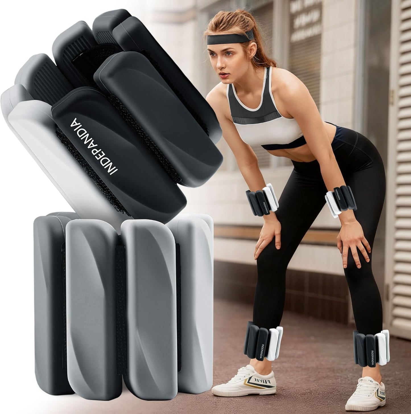 Wrist & Ankle Weights for Women and Men, 2lbs/4lbs Pairs Adjustable Silicone Weighted Bangles for Arm & Leg Workouts, Perfect for Pilates, Barre, Yoga, Walking & Home Fitness