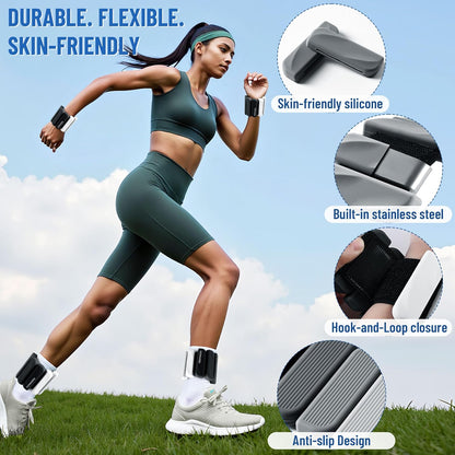 Wrist & Ankle Weights for Women and Men, 2lbs/4lbs Pairs Adjustable Silicone Weighted Bangles for Arm & Leg Workouts, Perfect for Pilates, Barre, Yoga, Walking & Home Fitness