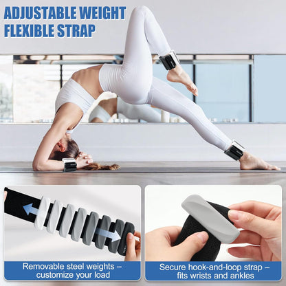 Wrist & Ankle Weights for Women and Men, 2lbs/4lbs Pairs Adjustable Silicone Weighted Bangles for Arm & Leg Workouts, Perfect for Pilates, Barre, Yoga, Walking & Home Fitness