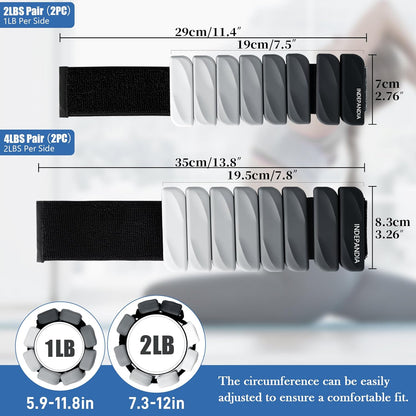 Wrist & Ankle Weights for Women and Men, 2lbs/4lbs Pairs Adjustable Silicone Weighted Bangles for Arm & Leg Workouts, Perfect for Pilates, Barre, Yoga, Walking & Home Fitness