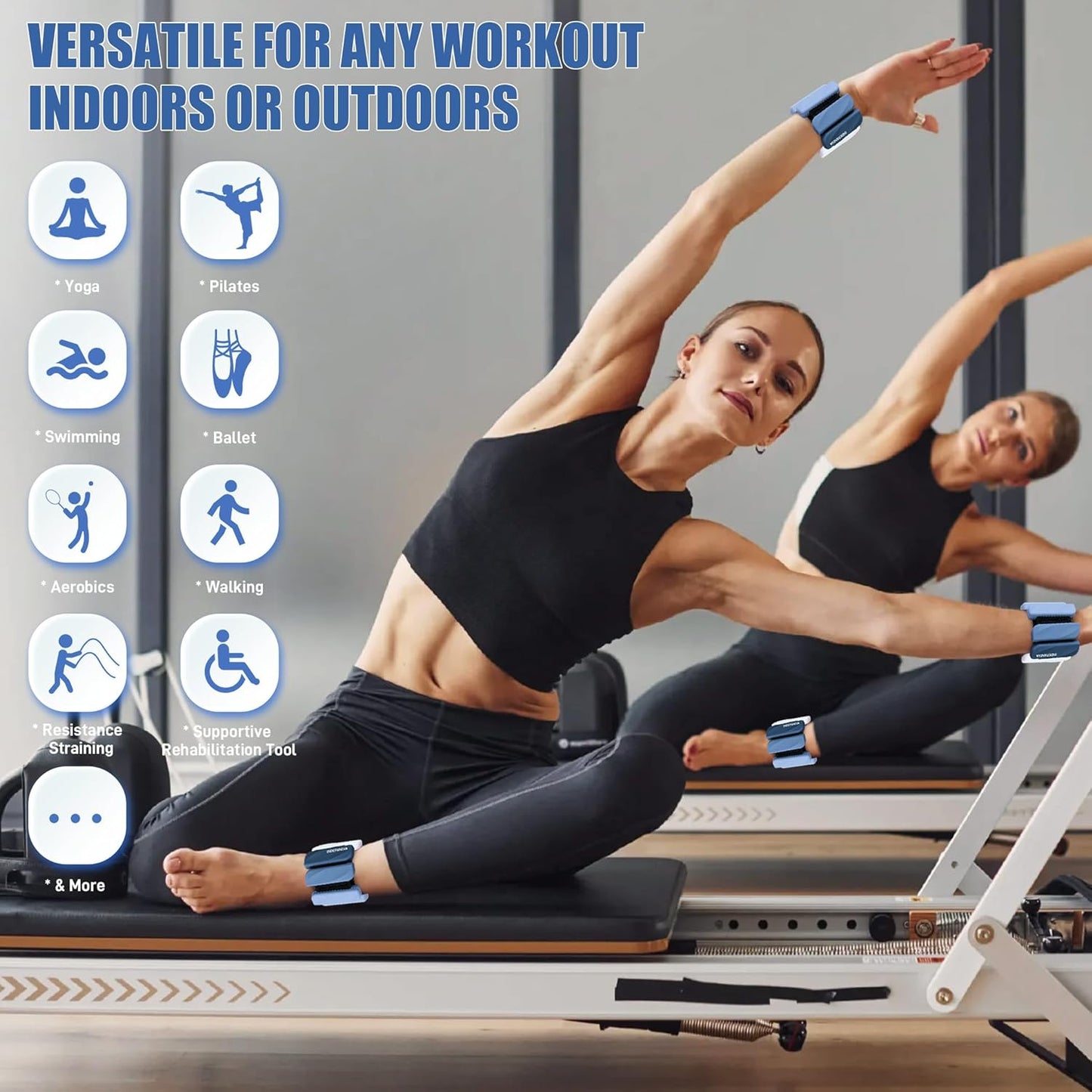 Wrist & Ankle Weights for Women and Men, 2lbs/4lbs Pairs Adjustable Silicone Weighted Bangles for Arm & Leg Workouts, Perfect for Pilates, Barre, Yoga, Walking & Home Fitness