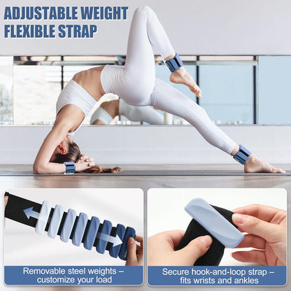 Wrist & Ankle Weights for Women and Men, 2lbs/4lbs Pairs Adjustable Silicone Weighted Bangles for Arm & Leg Workouts, Perfect for Pilates, Barre, Yoga, Walking & Home Fitness