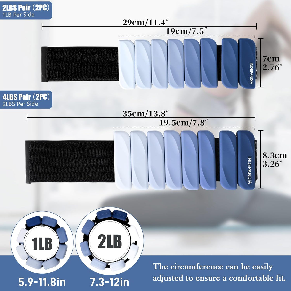 Wrist & Ankle Weights for Women and Men, 2lbs/4lbs Pairs Adjustable Silicone Weighted Bangles for Arm & Leg Workouts, Perfect for Pilates, Barre, Yoga, Walking & Home Fitness