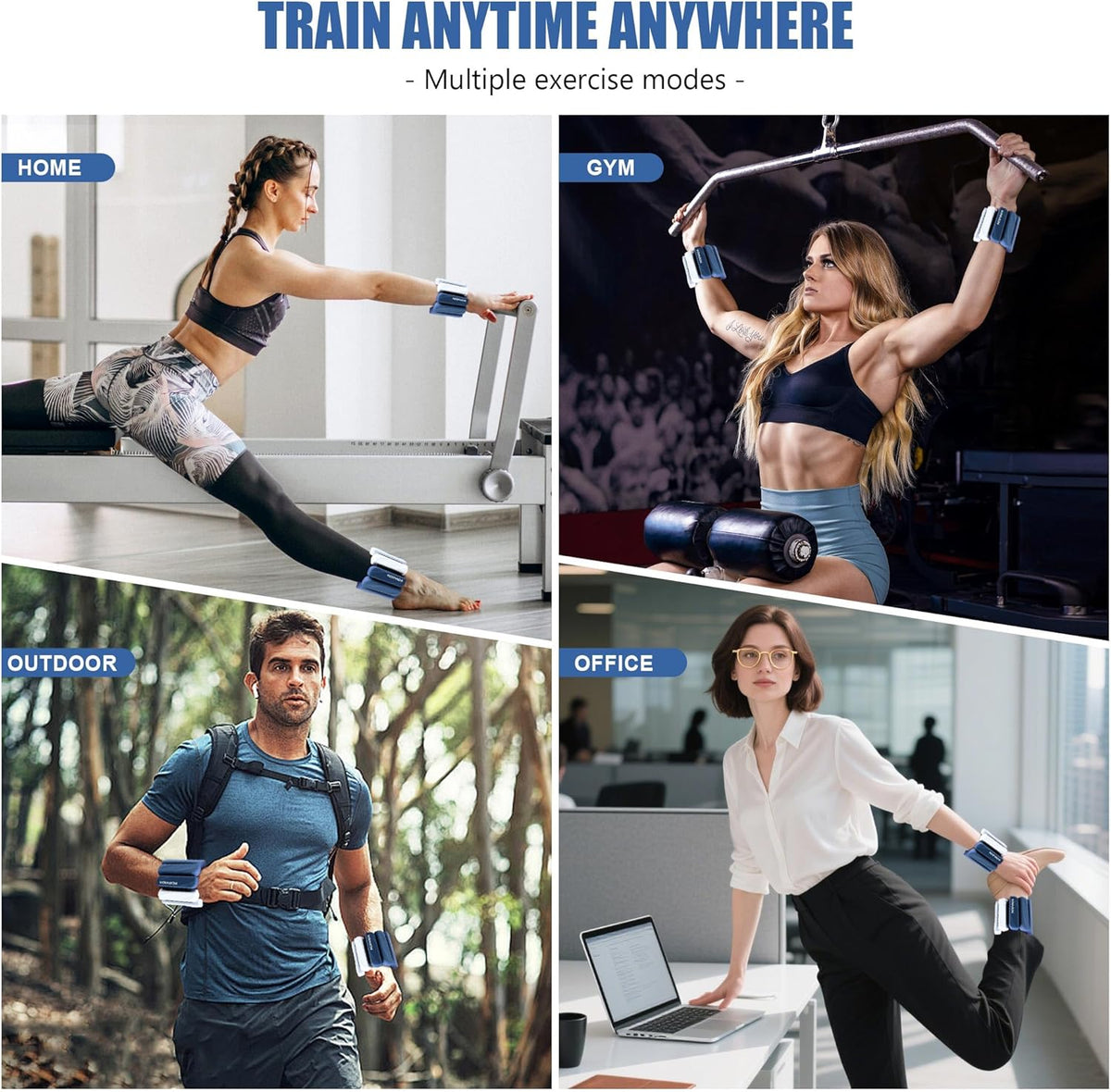 Wrist & Ankle Weights for Women and Men, 2lbs/4lbs Pairs Adjustable Silicone Weighted Bangles for Arm & Leg Workouts, Perfect for Pilates, Barre, Yoga, Walking & Home Fitness