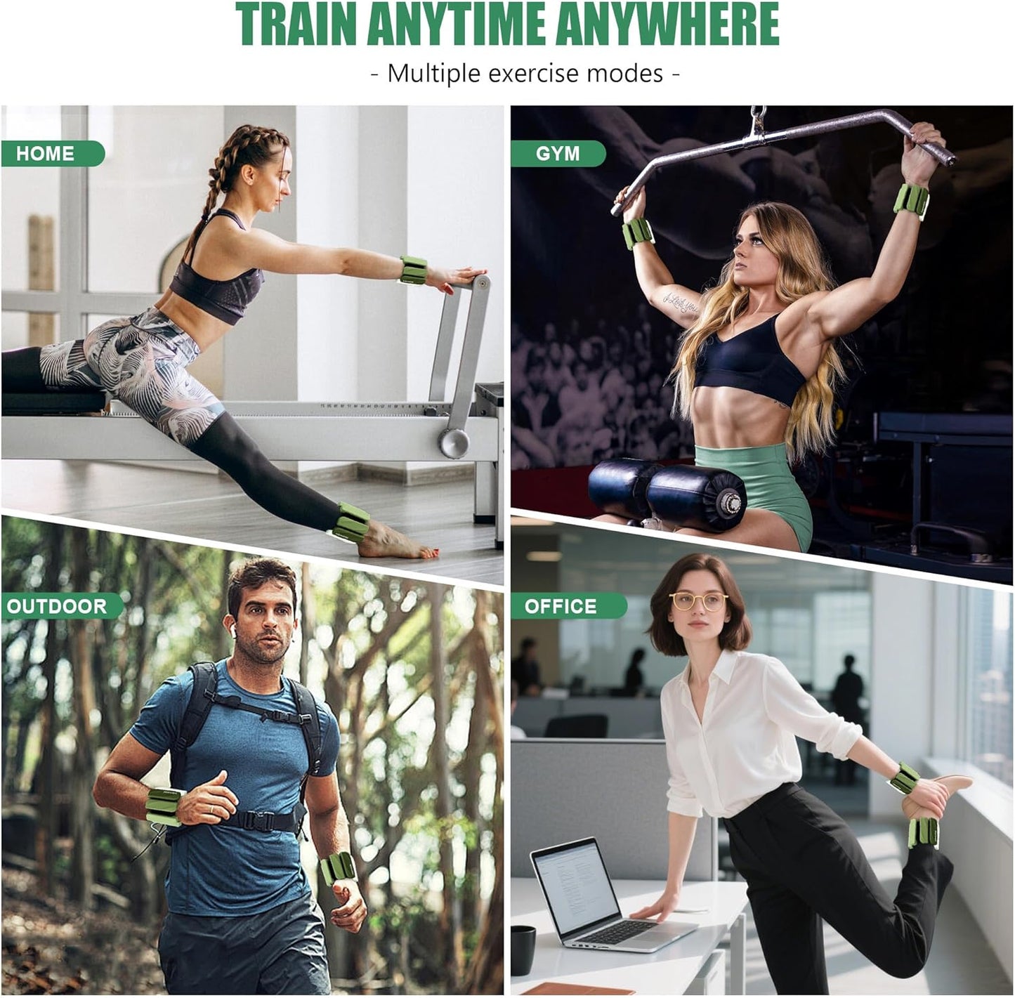 Wrist & Ankle Weights for Women and Men, 2lbs/4lbs Pairs Adjustable Silicone Weighted Bangles for Arm & Leg Workouts, Perfect for Pilates, Barre, Yoga, Walking & Home Fitness