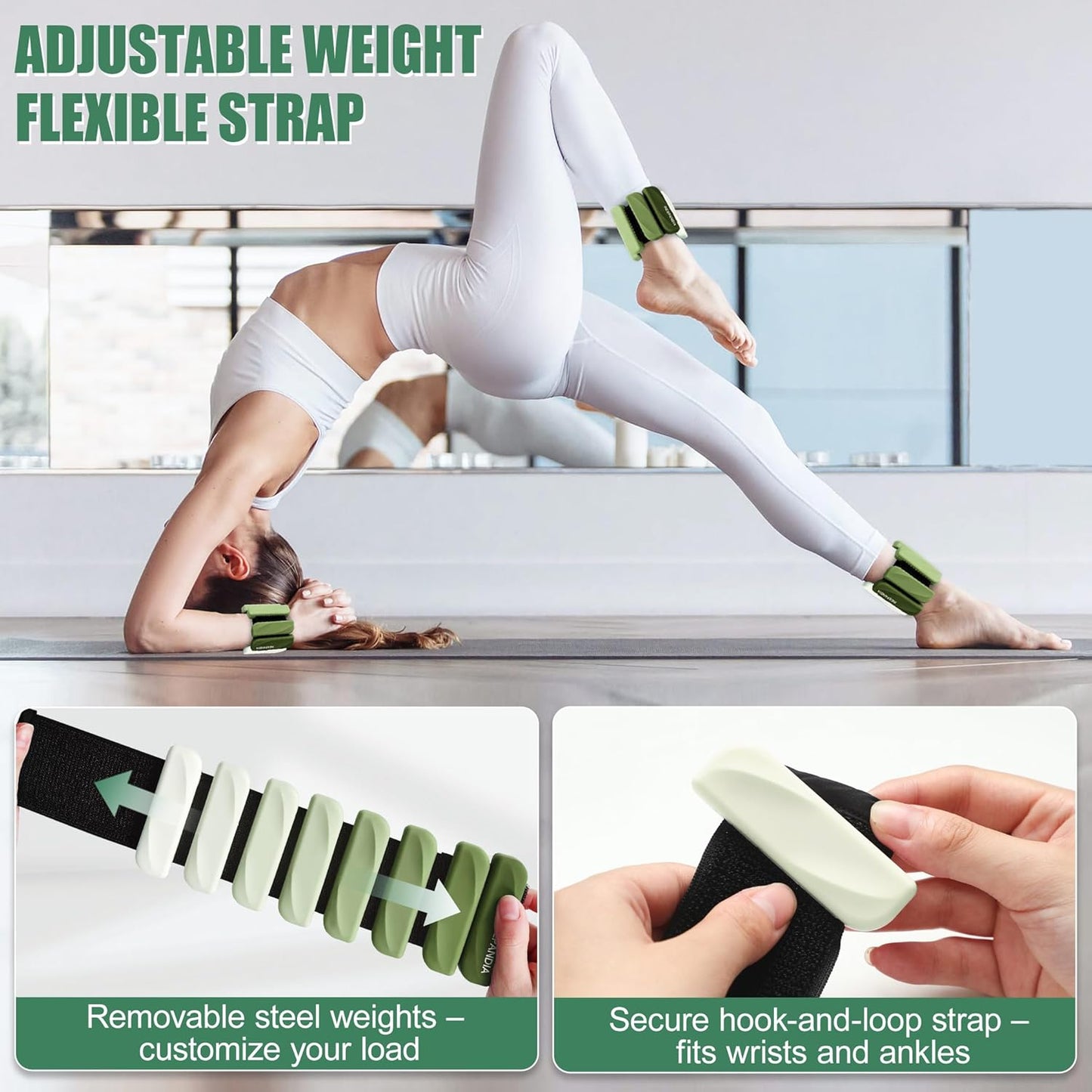 Wrist & Ankle Weights for Women and Men, 2lbs/4lbs Pairs Adjustable Silicone Weighted Bangles for Arm & Leg Workouts, Perfect for Pilates, Barre, Yoga, Walking & Home Fitness
