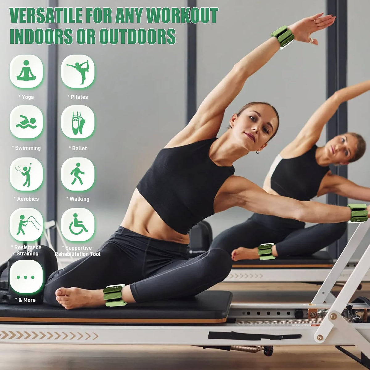 Wrist & Ankle Weights for Women and Men, 2lbs/4lbs Pairs Adjustable Silicone Weighted Bangles for Arm & Leg Workouts, Perfect for Pilates, Barre, Yoga, Walking & Home Fitness