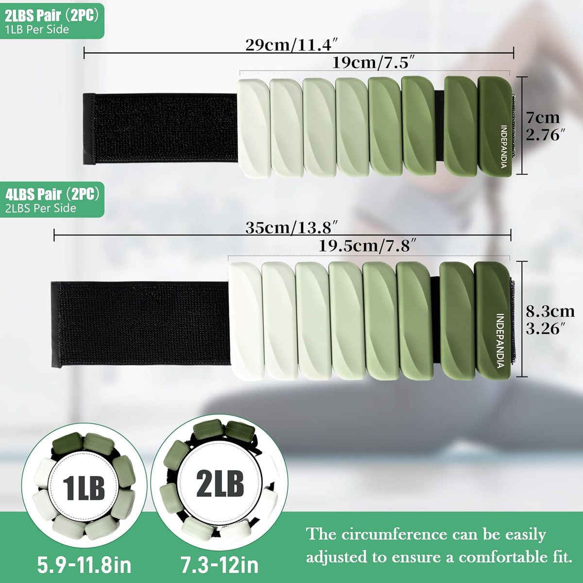 Wrist & Ankle Weights for Women and Men, 2lbs/4lbs Pairs Adjustable Silicone Weighted Bangles for Arm & Leg Workouts, Perfect for Pilates, Barre, Yoga, Walking & Home Fitness