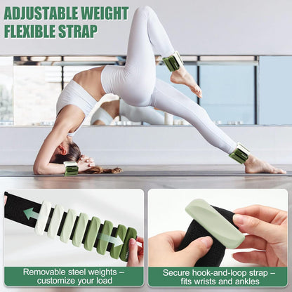 Wrist & Ankle Weights for Women and Men, 2lbs/4lbs Pairs Adjustable Silicone Weighted Bangles for Arm & Leg Workouts, Perfect for Pilates, Barre, Yoga, Walking & Home Fitness